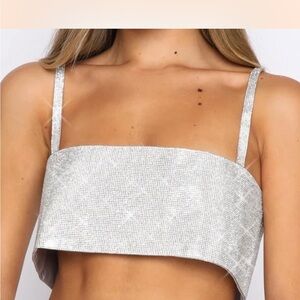 White Fox Breathtaking Crop Top Silver
